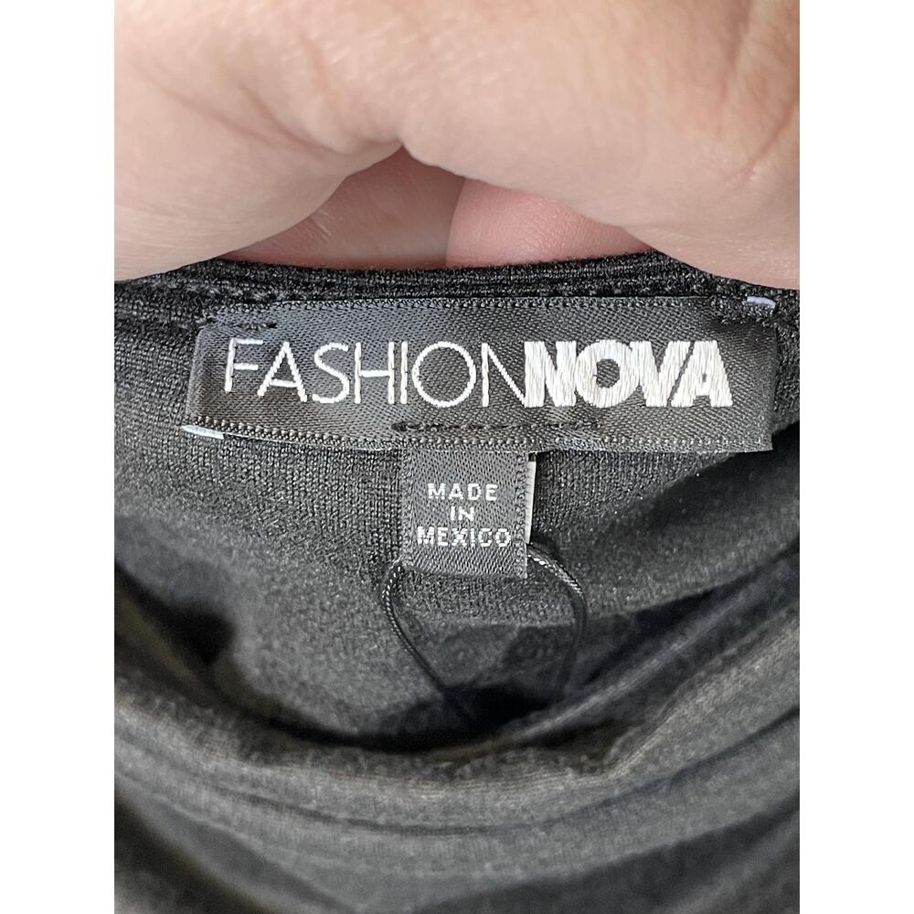 Fashion Nova Dress Womens Large Black Elena Double Lined Cowl Ruched Mini Party - Picture 8 of 13